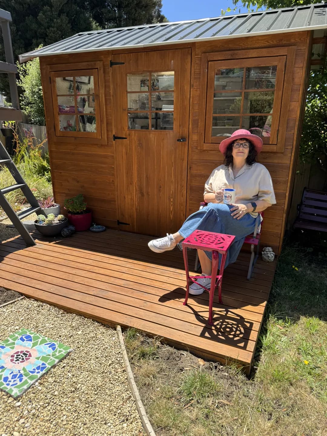 Handcrafted mosaic art being created in the AnnaPat Crafts studio